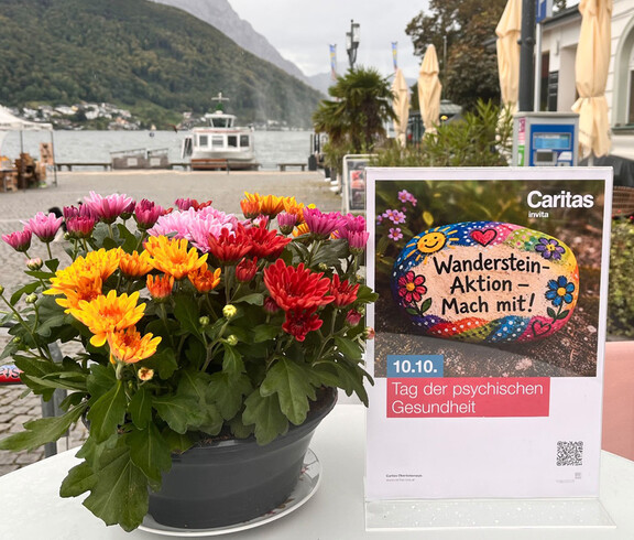 Blumen und kleines Plakat